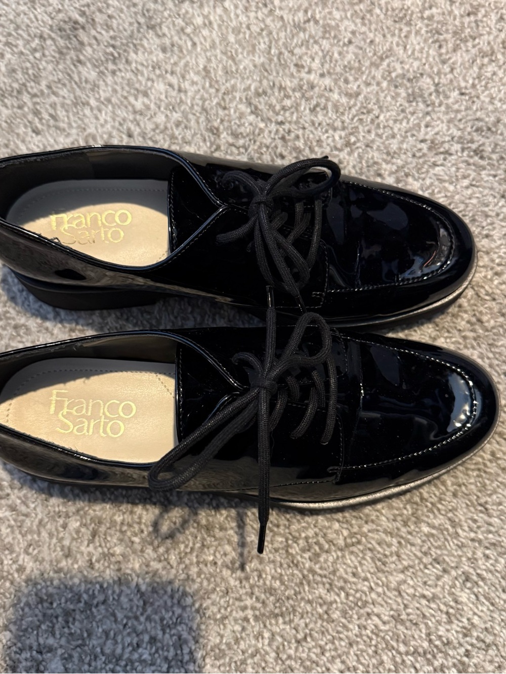 Franco Sarto Black Patent Lace-Up Oxfords